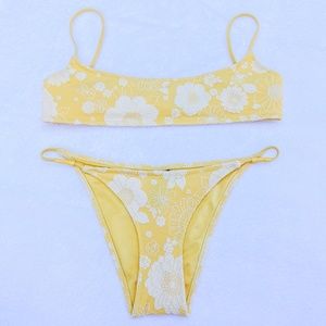 Keila Lemon Triangl Bikini French Floral Jacquard